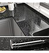 VEELIKE Black Galaxy Granite Contact Paper for Countertops Waterproof Peel and Stick Countertops ...