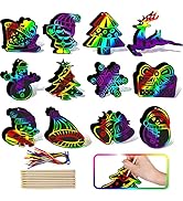 Max Fun Christmas Craft Scratch Art for Kids Magic Rainbow Scratch Paper Hanging Cards, 48PCS Chr...