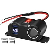 120W Dual QC3.0 Outlet Cigarette Lighter Socket Splitter with LED Voltmeter/Rocker, 12V Car Charg...