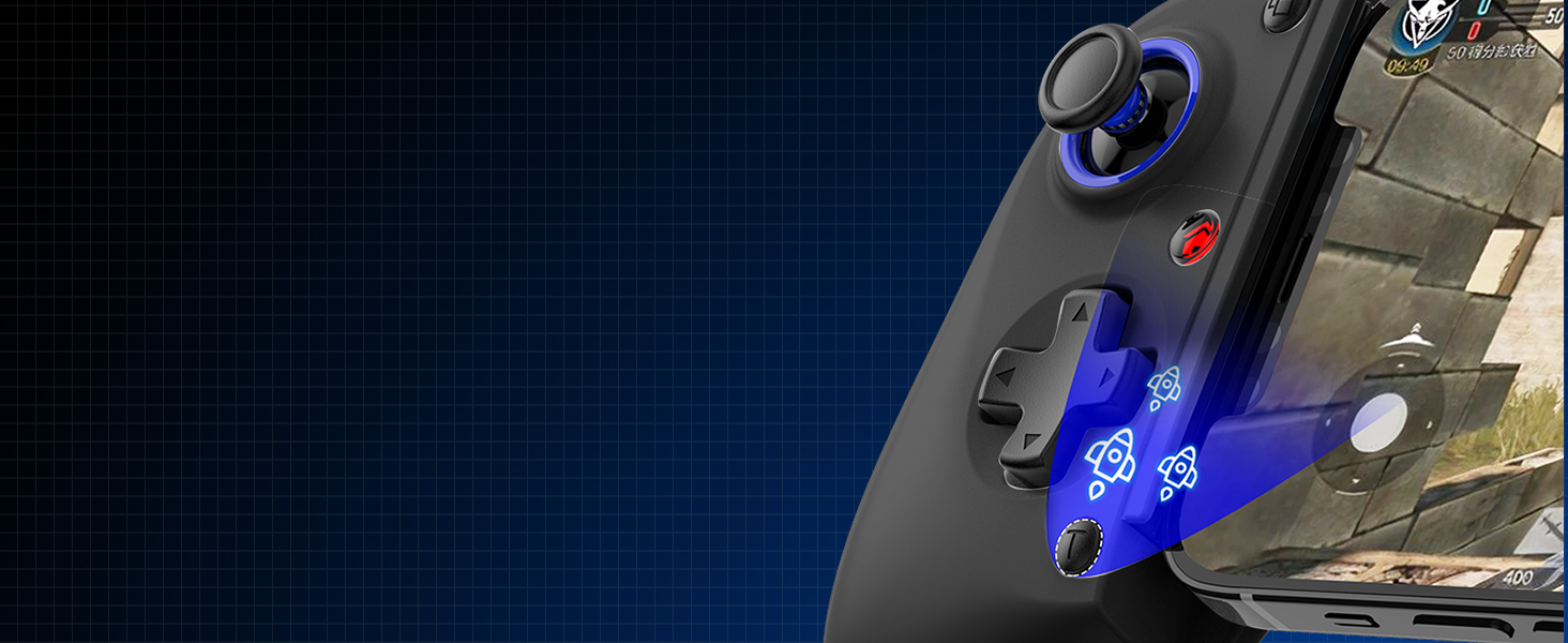 Close-up of a blue illuminated electronic device or component mounted on a dark surface, showing LED lighting detail against dark blue background.