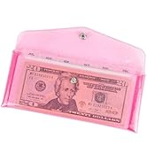 Cash Envelope Wallet Budgeting System PVC Multi-Purpose Pink Cash Stuffing Wallet Reusable Envelo...