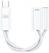 VUM 32-bit/384kHz Hi-Res DAC & PD 60W Charger USB-C to 3.5mm Headphone Jack Audio Adapter,Aux Cab...