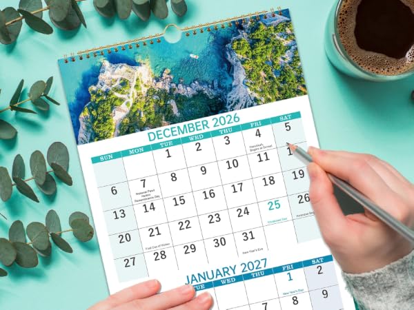 2027 Calendar, 3-Month Wall Calendar Vertical, Dec 2026 - Jan 2028 Wall Planner
