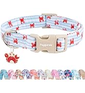 Faygarsle Cute Crab Pattern Dog Collar, Cotton Fabric, Light Blue Stripes, for Small Medium Large...