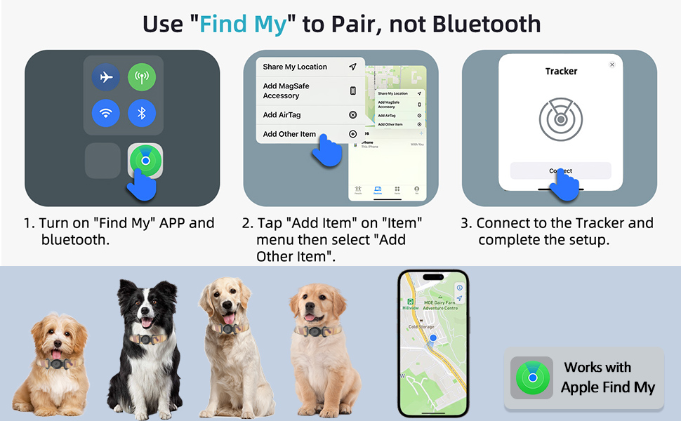 GPS Tracker for Dogs, Mini GPS Cat Tracker, IPX8 Waterproof GPS Tracker for Cats with Holder