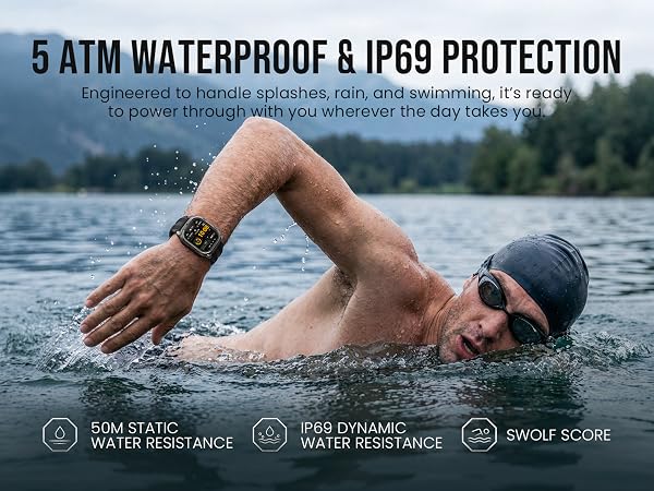 5atm waterproof and ip69 protection smart watch