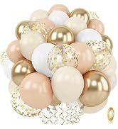 Blush Gold White Sand Confetti Balloons, 50pcs 12 inch Beige Gold Nude Neutral Balloons for Baby ...