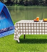 misaya 8 Packs Buffalo Disposable Table Cloth, 54 x 108 Inch Waterproof Plastic Tablecloth, Recta...