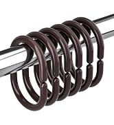 Amazer Plastic Shower Curtain Rings, 24 Pcs Brown Shower Curtain Rings, Shower Curtain Hooks Ring...