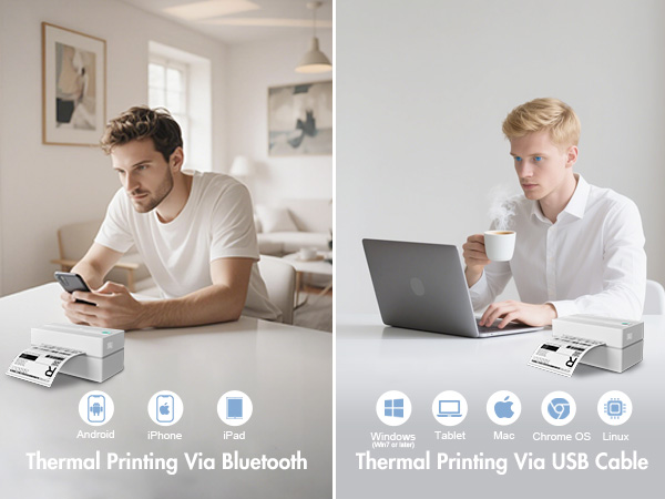 Bluetooth Thermal Shipping Label Printer,4x6 Wireless Mini Clear Label Maker