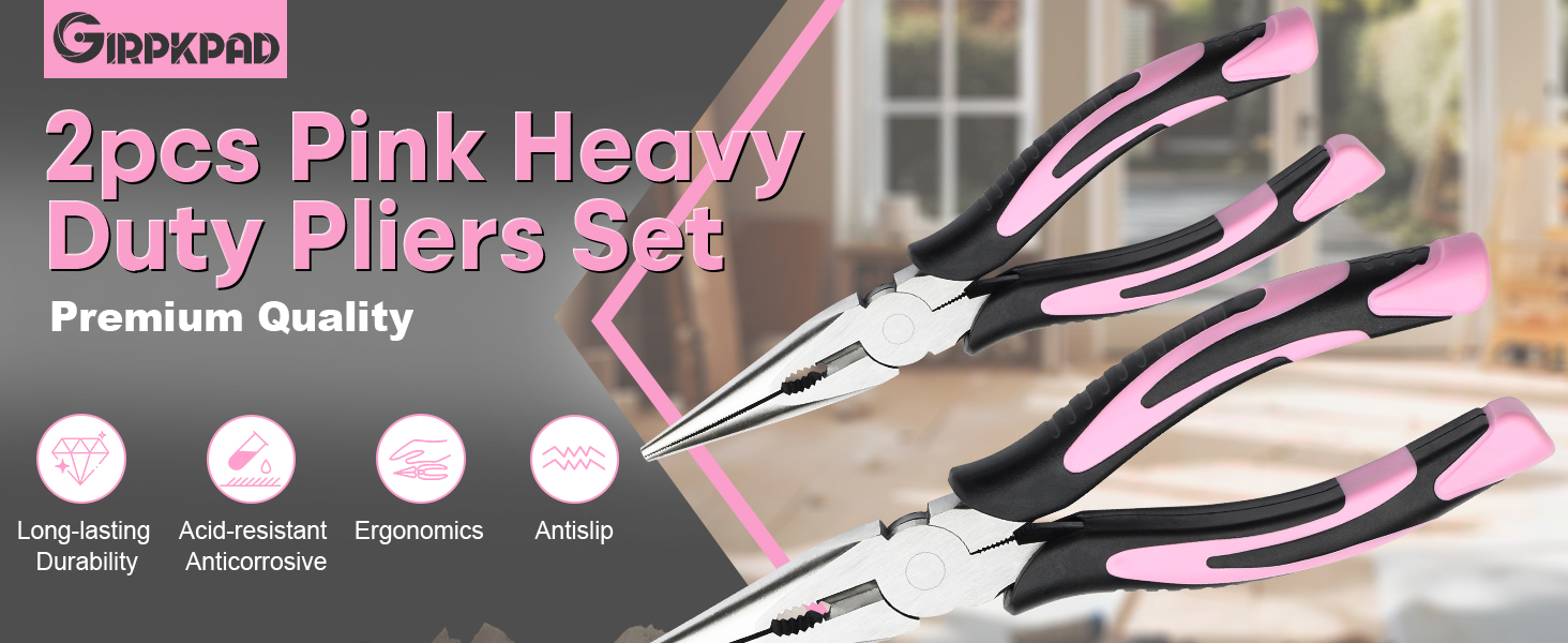 2pcs pink needle nose pliers