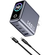 USB C Charger Block 140W Smart Display Touch Control Charging Block Foldable Compact Wall Plug 4 ...
