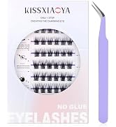 kissxiaoya Glue Free Eyelash Kit,No Glue Lash Extensions Reusable 9-14 mm Self Adhesive DIY Eyela...