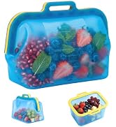 Silicone bags for food storage, No Harsh Smells, 8-Cup / 68 oz Stand-Up Food Pouch with Auto-Clos...