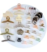 80PCS Hair Accessories For Thick Medium Thin Curly Hair,Elastic Hair Ties,Hair Clips Claw,Mini Sq...