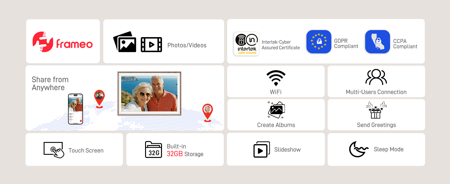 frameo digital frame wifi picture photo video share moment from phone