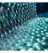kemooie Outdoor Christmas Net Lights, 198 LEDs 9.8FT x 6.6FT Net Lights, 8 Twinkle Modes Plug in ...