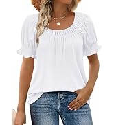 WIHOLL Womens Short Sleeve Square Neck Summer Tops Dressy Casual Blouses Trendy Clothes 2026