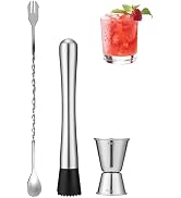 Goldelith Professional Bar Tools Set, 10-inch Stainless Steel Muddler, Mixing Spoon, Measuring Ji...