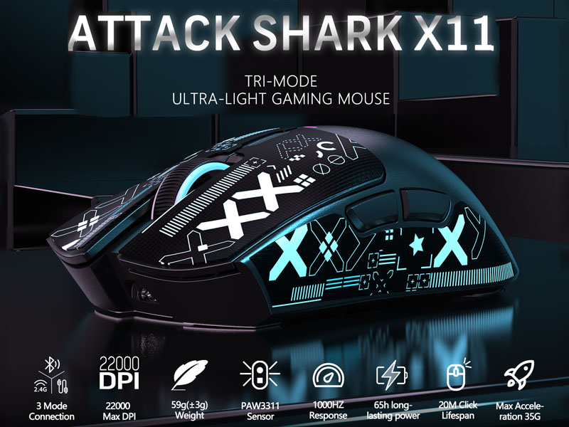 Black Gaming Mouse with Anti-slip Stickers