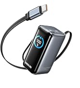MOKiN Portable Charger 10000mAh, 45W PD Fast Charging Power Bank with Built-in Retractable USB-C ...