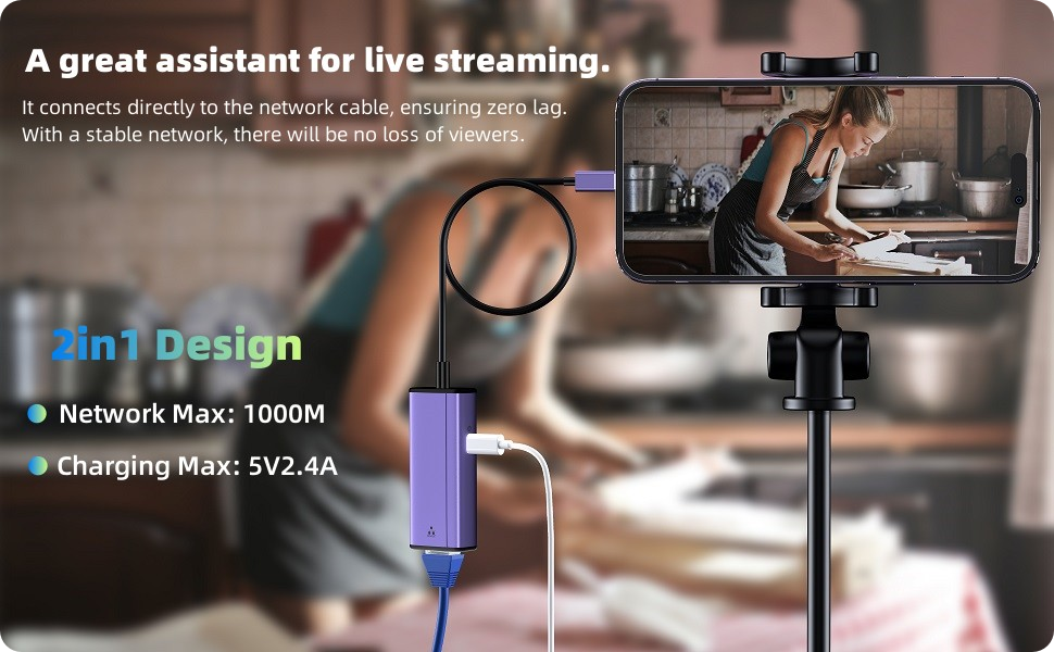 Lightning to RJ45 Ethernet LAN Network Adapter