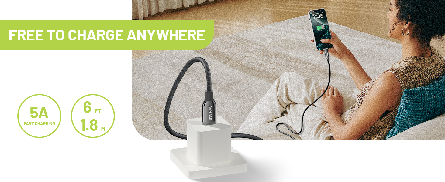 6ft usb c fast charging cable