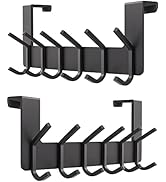 Matte Black Over The Door Hooks – Heavy Duty Stainless Steel Door Hanger with 6 Double Hooks for ...