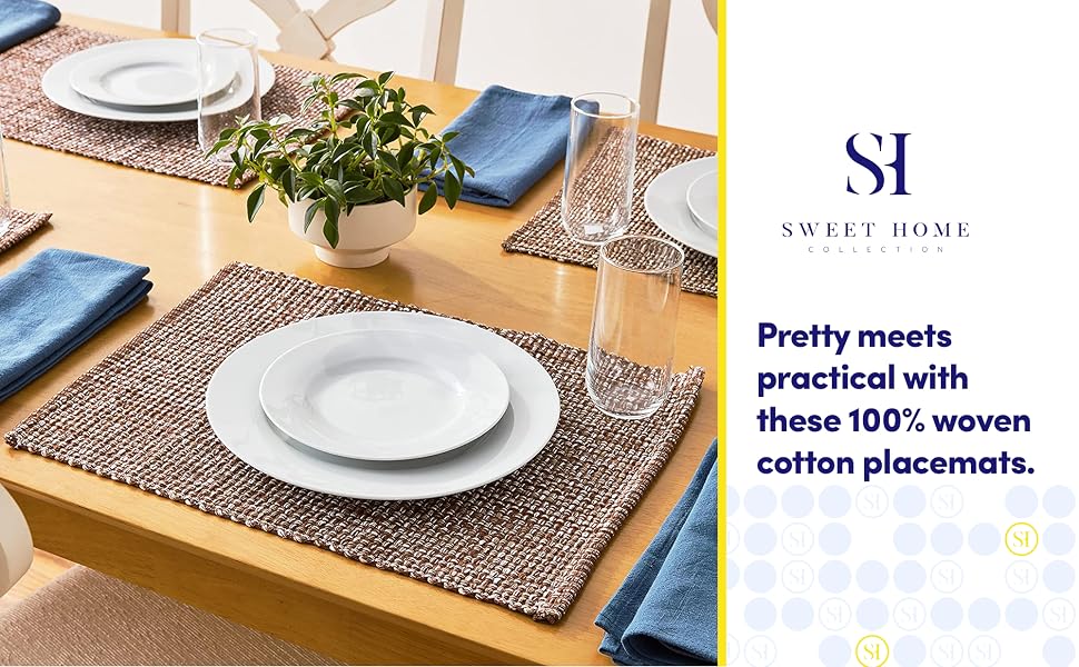 Pretty meets practical with these 100% woven cotton placemats