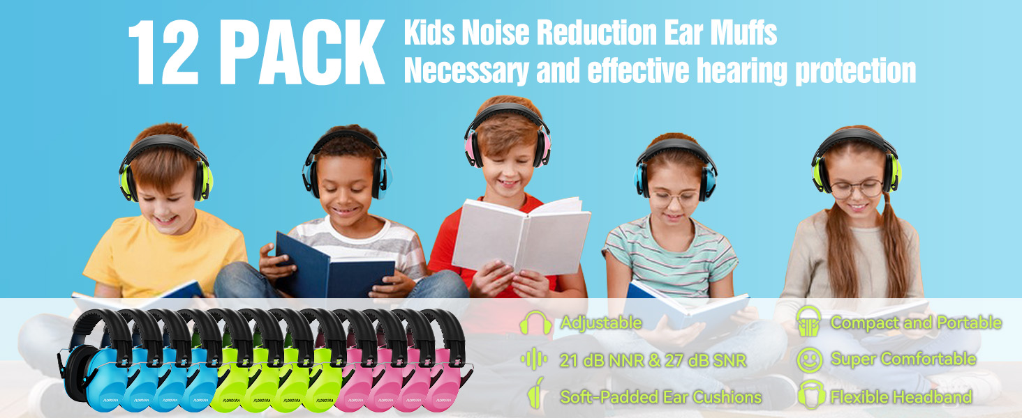 12 PACK Kids Noise Reduction Ear Muffs