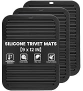 TOPULORS 3 PCS Silicone Trivets for Hot Pots and Pans 9"x12" Heat Resistant Mat Hot Pads for Kitc...