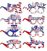 8Pcs 4th of July Photo Booth Props, Patriotic Paper Glasses for Independence Day Memorial Day Par...