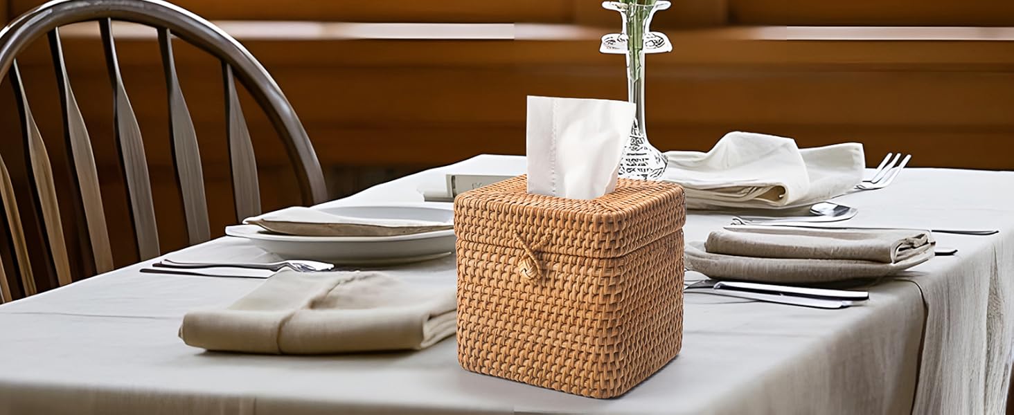 rattan tissue box cover