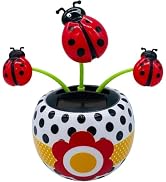 Seven-Spotted Ladybug Solar Dancing Flower, Cute Car Dashboard Decoration,Red Swinging Ornament, ...