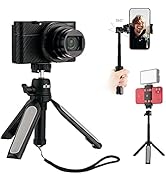 Mini Extension Tripod with Cell Phone Clamp,360°Selfie Stick Tripod Handle Grip, Mini Tabletop Tr...