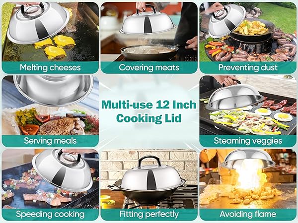12" basting cover with heat-resistant plastic handle is multi-use for indoors and outdoors