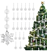 30 Pack 4.7 Inches Clear Acrylic Snowflake Ornaments - Hanging Snowflakes for Christmas Tree Deco...