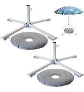 AMGSH Portable Beach Umbrella Stand, 2 Pack Foldable Umbrella Stand, Adjustable Patio Umbrella Ba...