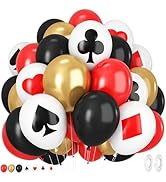 Poker Balloons, Casino Theme Party Balloons, 12 Inches 50 Pcs Red Black and White Balloons Poker ...