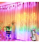 Bexdir Curtain String Lights, 280 LED Curtain Lights Rainbow Color, Fairy Lights Curtain with 8 M...