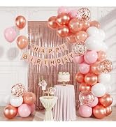 CVPARTYON Rose Gold Balloons 60 Pack 12 Inch Pink White Pearl Metallic Rose Gold Confetti Balloon...
