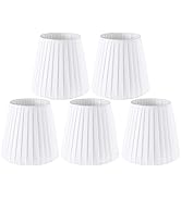 GO&SO Chandelier Lamp Shades - White Small Lamp Shade Set of 5, Clip-on Fitter Lampshade, Only fo...