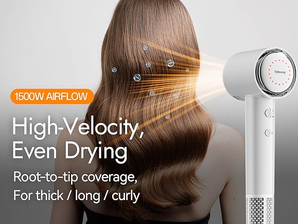 Heatmap overlay showing even airflow on hair