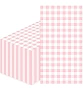 SietDESEO 50 Pieces 3-ply Light Pink Gingham Napkins 13 x 15.7 Inches Guest Bathroom Napkins Disp...