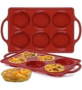 Muffin Top Pan, Metal Reinforced Frame 3 Inch Silicone Egg Molds for Breakfast Sandwiches Non Sti...