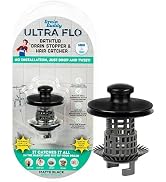 Drain Buddy Ultra Flo No Installation 2 in 1 Clog Preventing Tub Drain Stopper and Hair Catcher f...