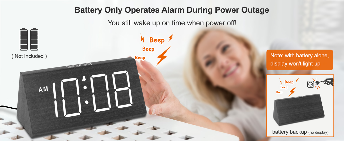 wooden alarm clock adapter powered