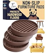 CasterMaster Chair Leg Floor Protectors & Furniture Sliders - 2 Inch, Round Brown, 4 pcs Non Slip...