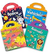 Reusable Quiet Sticker Books for Kids & Toddlers, 4 Sets Travel Stickers Story Busy Books for Tod...