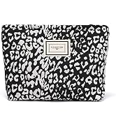 Etercycle Leopard Print Makeup Bag for Women, Large Capacity Canvas Makeup Bags Cosmetic Bag Trav...